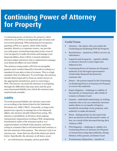 continuing power of attorney for property