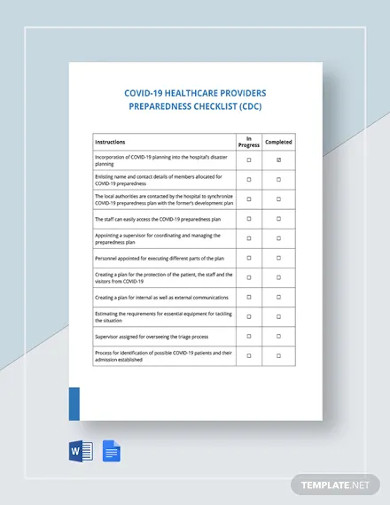 coronavirus covid 19 healthcare providers preparedness checklist cdc template