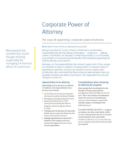 corporate company power of attorney