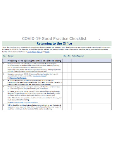 covid good practice checklist