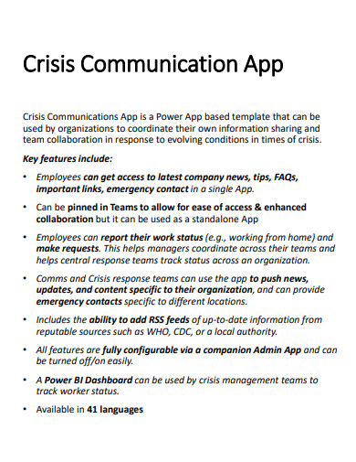 crisis communication app template