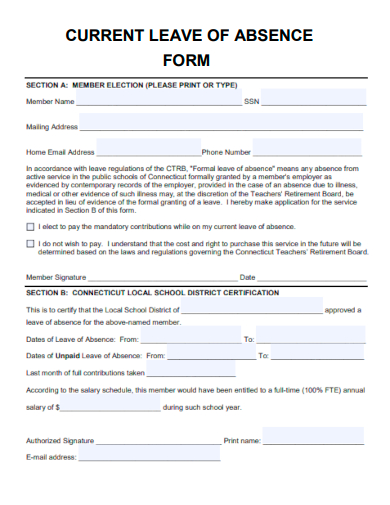current leave of absence form