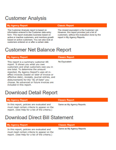 customer agency report
