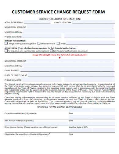 customer service change request form