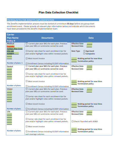data collection sheet checklist example