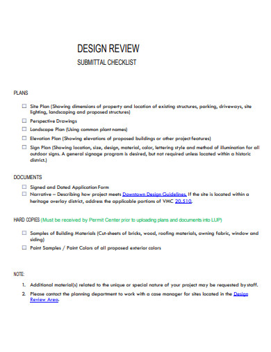 design review submittal checklist