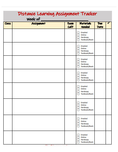 distance learning assignment tracker