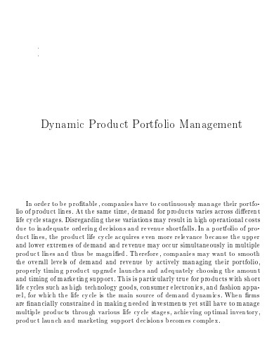 dynamic product portfolio management