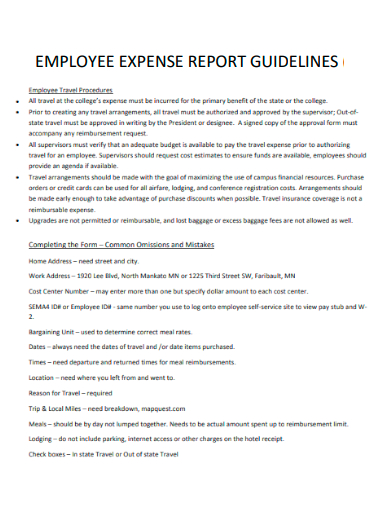 employee expense report guidelines