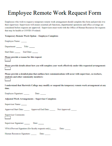 employee remote work request form