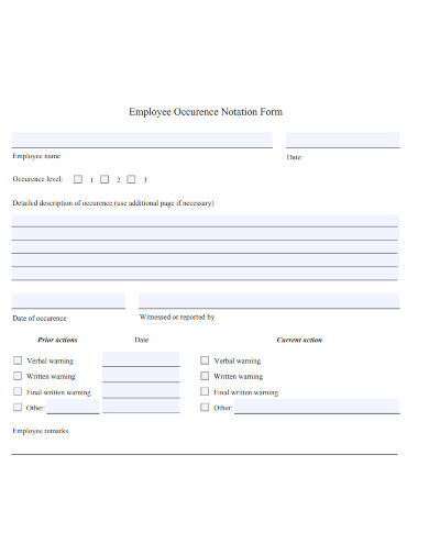 employee write up occurence notation form