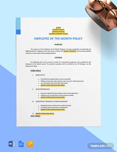 employee of the month policy template