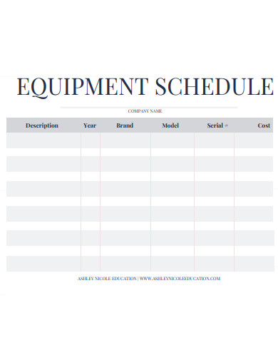 equipment schedule