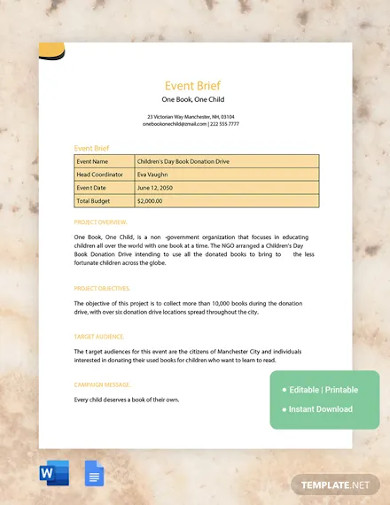 FREE 10 Event Brief Samples In PDF MS Word Google Docs