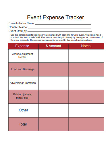 event expense tracker