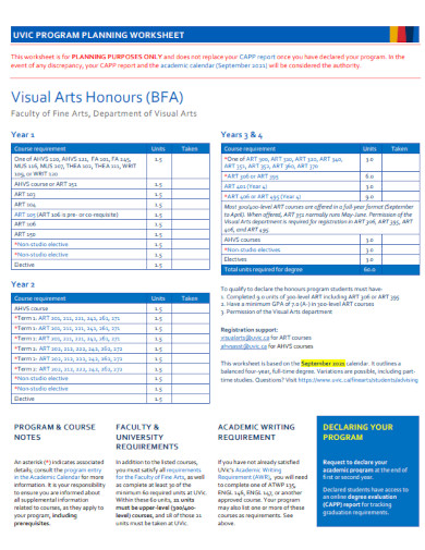 faculty of finearts worksheet
