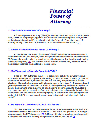 financial power of attorney example