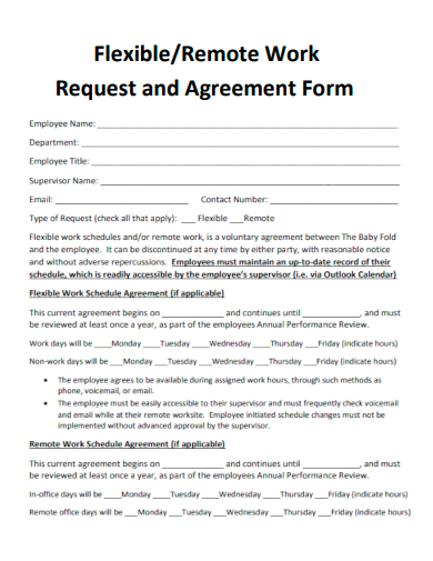 flexible remote work request and agreement form