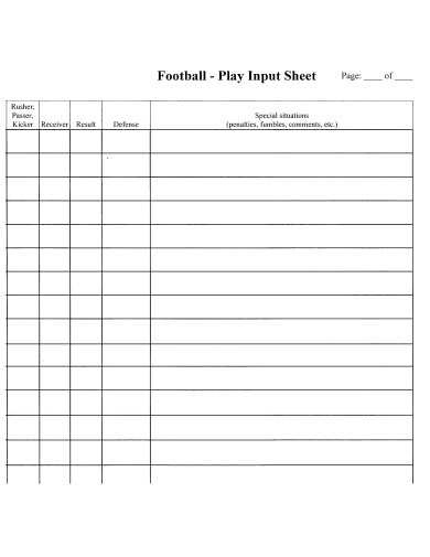 football play input sheet