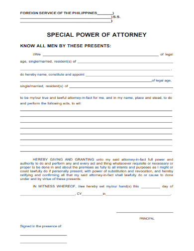 FREE 6+ Special Power of Attorney Samples in PDF