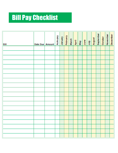 formal bill pay checklist