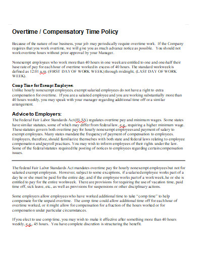formal company overtime policy