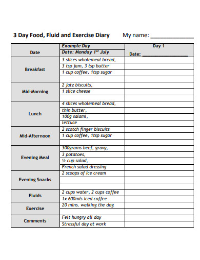 formal nutrition diary
