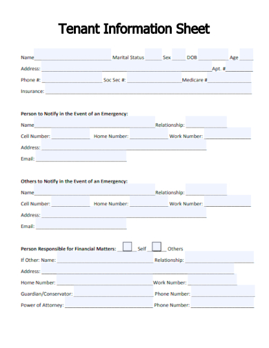 formal tenant information sheet