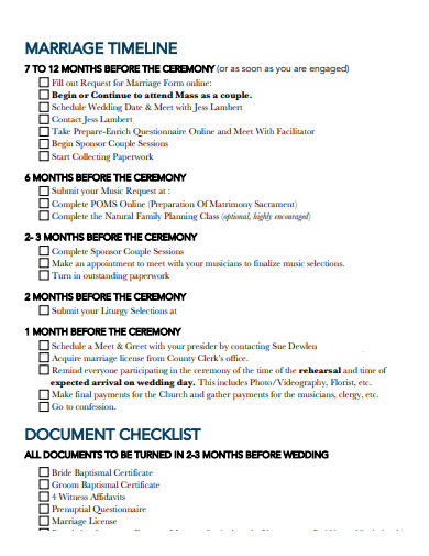 formal wedding timeline checklist