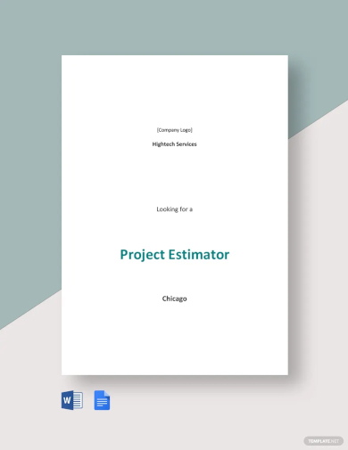 free project estimator job description template