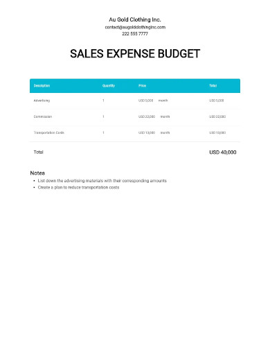 free sales expense budget template