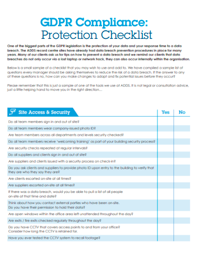 gdpr compliance protection checklist