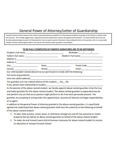 general power of attorney letter