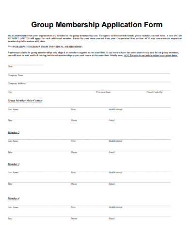 group membership application form