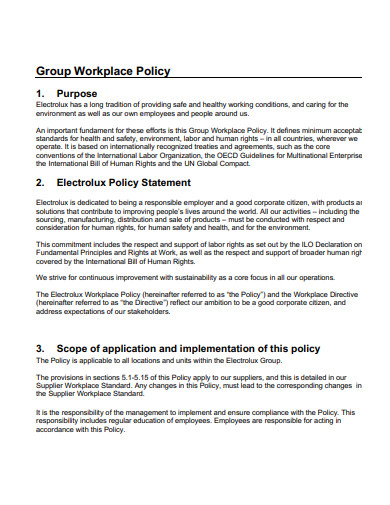 group workplace policy