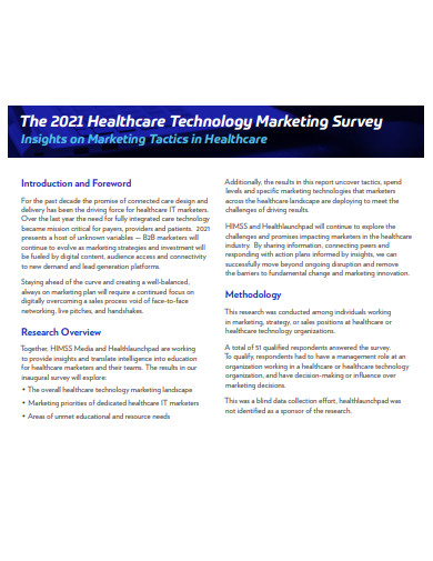 healthcare technology marketing survey