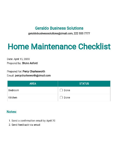 home maintenance checklist template