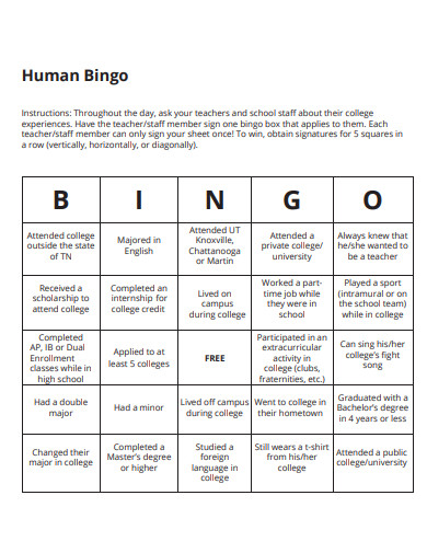 human bingo example