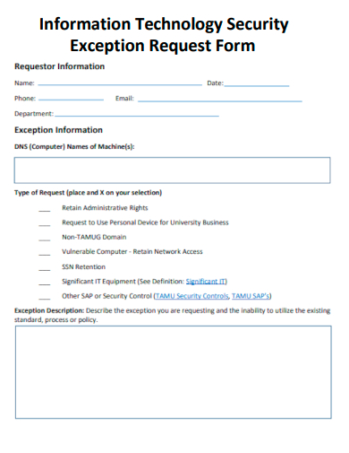 it security exception request form