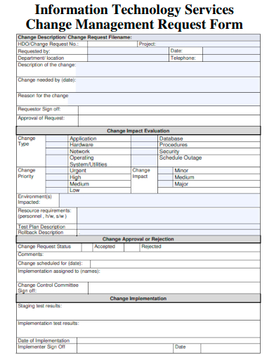 it services change management request form