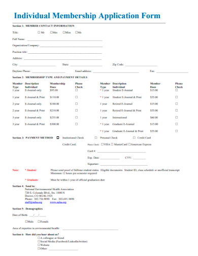individual membership application form