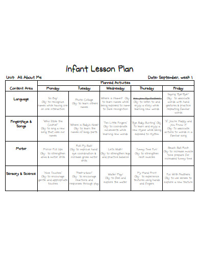 infant yearly lesson plan