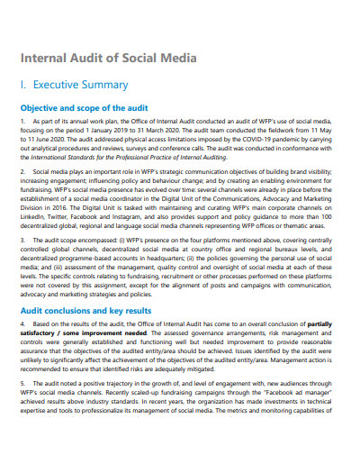 internal audit of social media