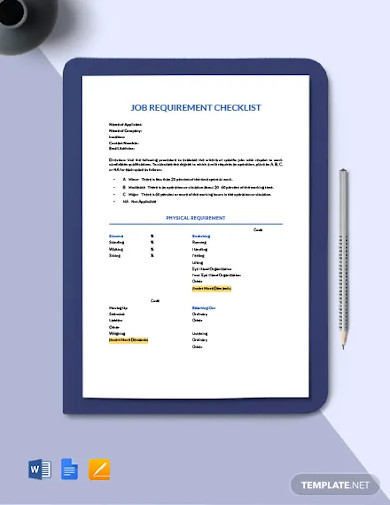 job requirements checklist
