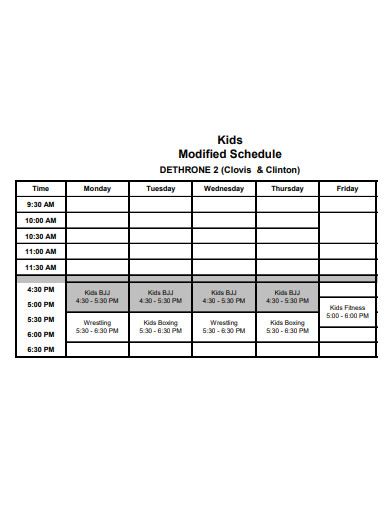 kids modified schedule