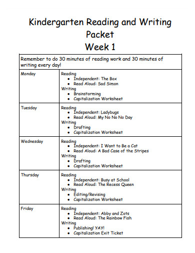 kindergarten reading and writing worksheet