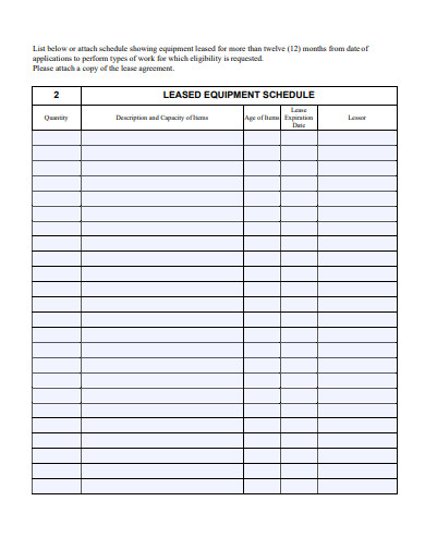 leased equipment schedule