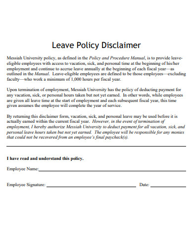 leave policy disclaimer