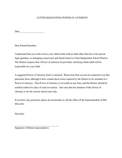 letter requesting power of attorney