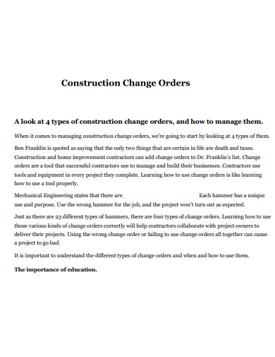 management construction change order